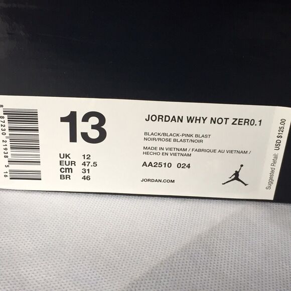 Air Jordan Shoes Mens 13 Black Russell Westbrook Why Not Zero.1 Basketball Box main image 8